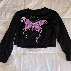 Butterfly Cropped Long Sleeve Tee